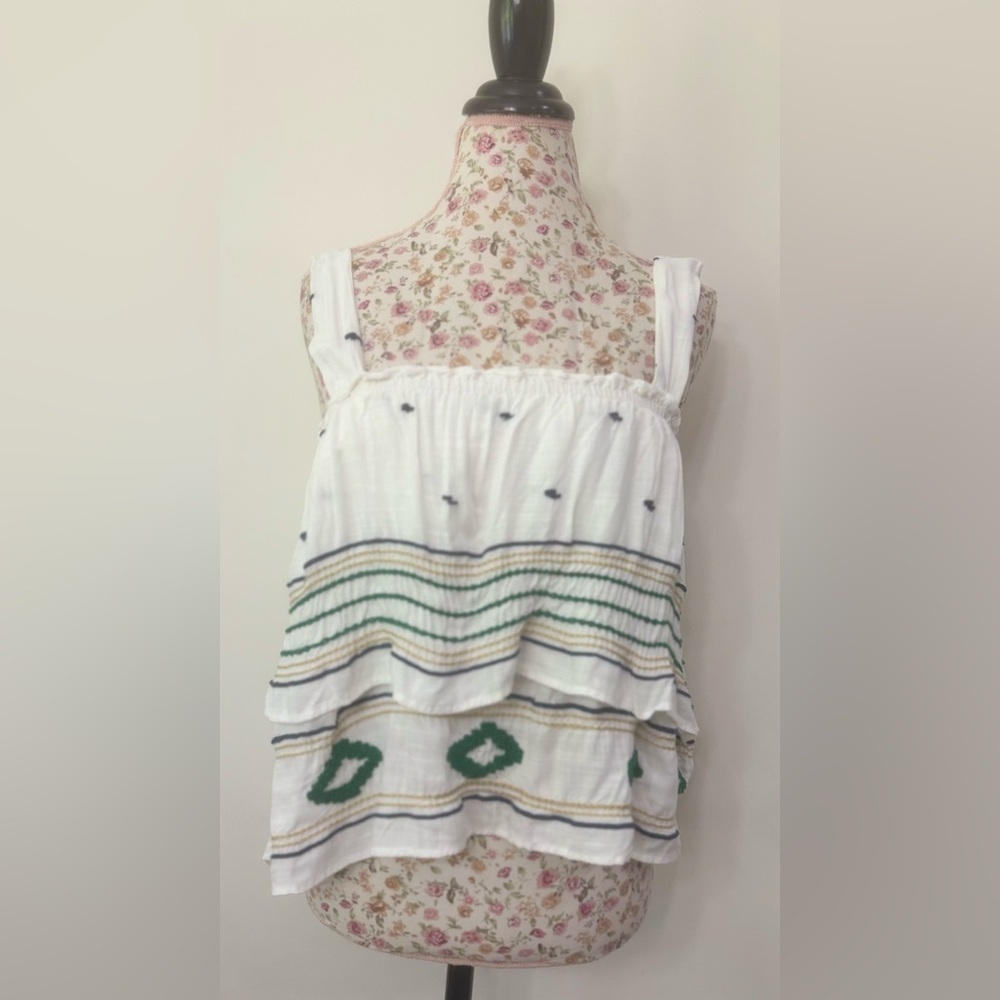 Piper By Townsend Boho Embroidered Ruffle Tank Top – Size XS